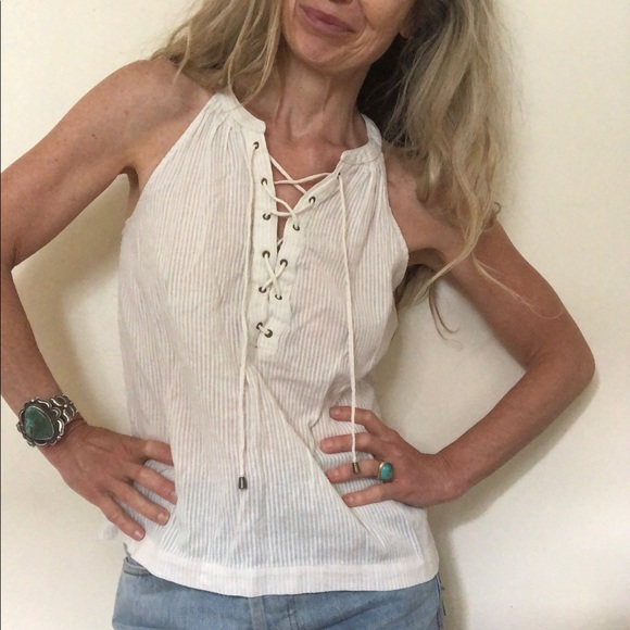 JOIE Arabeth Shadow-Striped Cotton Sleeveless Top XS - Picture 1 of 13